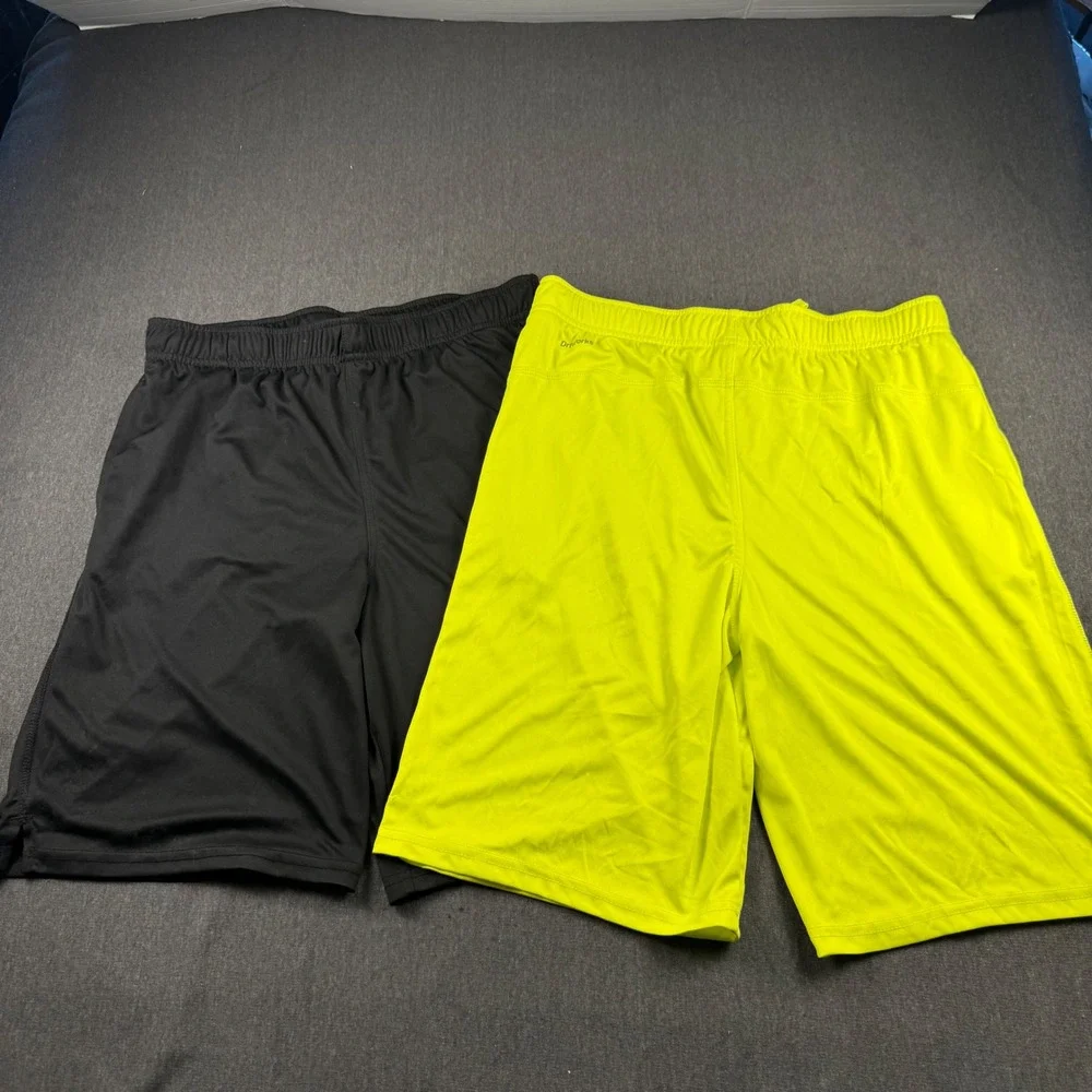 Athletic Works Boys Shorts 2 Pack XXL 18 DriWorks Black‎ Neon Green Activewear